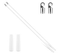 Bokon 2 Pieces White Fiberglass Blind Wand Vertical Blinds Stick Replacement with Hook and Handle for Window Opener Accessory(36 Inch)