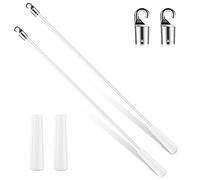 Bokon 2 Pieces White Fiberglass Blind Wand Vertical Blinds Stick Replacement with Hook and Handle for Window Opener Accessory(30 Inch)