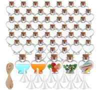 Bokon 25 Pack 1oz Plastic Heart Jar Mini Potion Bottles with Corks, Small Sand Art Jar Tiny Clear Liquor Bottles Bulk Wishing Vial for Birthday Halloween Valentines Party Favor DIY Craft