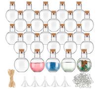 Bokon 25 Pack 1oz Plastic Mini Potion Bottles with Corks, Small Sand Art Jar Tiny Clear Liquor Bottles Bulk Wishing Vial for Birthday Halloween Valentines Party Favor DIY Craft