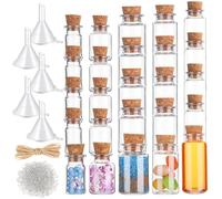 Bokon 25 Pack Mini Plastic Bottles with Corks Stoppers Eye Screws Funnels Small Potion Bottles Tiny Clear Sand Art Jar Wishing Vial for Birthday Party DIY Crafts Gift (5 Sizes)