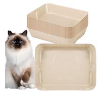 Bokon 25 Pcs Disposable Litter Boxes for Cats Plastic Cat Litter Tray Kitten Litter Pan for Kitty Rabbit Guinea Pig Hamster Pets Supplies Travel Home Toilet, 15.7 x 11.8 x 3 Inches (Beige)