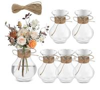 Bokon 5.7" Plastic Small Vases for Centerpieces, Plastic Bud Vase Bulk, Hyacinth Avocado Growing Vases, Tiny Flower Bulb Plant Propagation Containers for Wedding Living Room Table Decorations(6 Pcs)