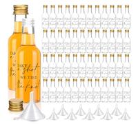 Bokon 50 Pcs Mini Wedding Liquor Bottles Take a Shot We Tied The Knot Shot Glasses for Guests 1.7 Fl Oz/ 50 ml Plastic Reusable Empty Bottle with Cap Funnel Acrylic Mini Glasses for Bridal (Gold)