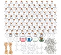 Bokon 90 Pack 1oz Plastic Mini Potion Bottles with Corks Spherical Small Sand Art jar Tiny Clear Ball Shape Liquor Bottles Bulk Wishing Vial for Birthday Halloween Party Favor DIY Crafts Gift