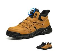 BOKRYE Winter Steel Toe Safety Boots Thermal Work Boots for Men's Womens Lightweight Ankle High Safety Trainers Waterproof Upper Safety Shoes Slip-Resistant Sole 8 UK Yellow