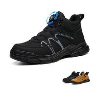 BOKRYE Winter Steel Toe Safety Boots Thermal Work Boots for Men's Womens Lightweight Ankle High Safety Trainers Breathable Safety Shoes Slip-Resistant Sole 11 UK Black