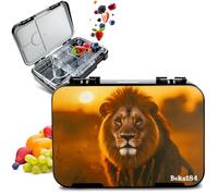 Boks184 Children's Lunch Box with 4 + 2 Compartments - Bento Box Children - Very Robust - BPA Free Lunch Box Children - Lunch Box Children for School, Nursery & Excursions - Snack Box (Lo Black)