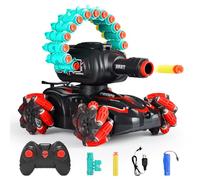 BOKSIYUR RC Car shoot Nerf Bullet, RC Tank That Shoots Foam Darts, Battle ANK with Remote Control Tank - Stunts, 16 Foam Darts - Birthday Presents for Kids 7-11