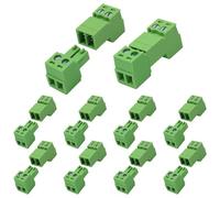 BokWin 10 Pack 2 Pin 3.81mm Pitch Screw Terminal Block Connector, Pluggable Quick No Soldering Phoenix Type for 28-16AWG Cable Wiring and Secure Electrical Connections