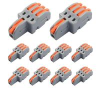 BokWin 10 Pack Mini Electrical Wire Connectors Lever Wire Connectors 1 in 3 Out for Effortless Splicing with Butt Terminal Block in Nylon Compact Design - Secure Wire Joining Solution