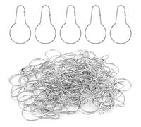 BokWin 100 Pcs Metal Shower Curtain Hooks,2.7 Inch Silver Clip Bulk Shower Curtain Ring Hangers for Bathroom Bedroom