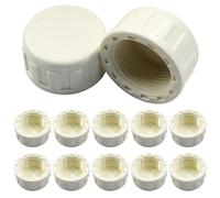 BokWin 12 Pack 3/4 Inch White PVC Pipe Fittings End Female Thread Cap Plug Adapters for Plumbing Applications, Simple and Secure Installation for DIY Projects, Pipe Repair and Modification Tasks