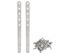 BokWin 2 Pcs Flat Mending Plate 12 Inch Stainless Steel Flat Straight Brace Wood Fixing Bracket with Screws(Silver)
