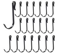 BokWin 20 Pack J Shaped Stainless Steel Hanger Hooks, Clip-on Hanging Sink Grid Hook for Wire Rack, for Kitchen, Bedroom & Office, Black