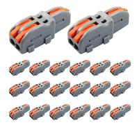 BokWin 20 Pack Mini Electrical Wire Connectors Lever Wire Connectors 1 in 2 Out for Effortless Splicing with Butt Terminal Block in Nylon Compact Design - Secure Wire Joining Solution