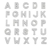 BokWin 26 Pcs A-Z Bling Letters Alphabet Shoe Charms Set, Rhinestone Letters for Clog Decoration, DIY Crystal Letter Charms for Bracelet Necklace Jewelry Making for Women Girls, 0.51inch*0.31inch