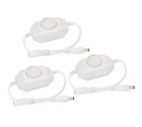 BokWin 3 Pack LED Strip Light Dimmer Switch, DC12V-24V PWM Rotary Stepless Controller for LED String Lights Christmas Lights, White