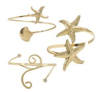 BokWin 3 Pcs Gold Arm Jewelry for Women - Adjustable Upper Arm Cuff Set, Stainless Steel Open Bangle Bracelet for Daily Wear, 3.54inch, Stainless Steel, Cubic Zirconia