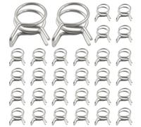 BokWin 30 Pack 12mm Inner Dia Double Wire Spring Hose Clamp, Adjustable Spring Clips, Stainless Steel for Hose, Fuel Line, Water Pipe, Air Pipe Applications, Silver Tone Secure Connections