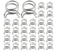 BokWin 30 Pack 13mm Inner Dia Double Wire Spring Hose Clamp, Adjustable Spring Clips, Stainless Steel for Hose, Fuel Line, Water Pipe, Air Pipe Applications, Silver Tone Secure Connections