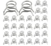 BokWin 30 Pack 8mm Inner Dia Double Wire Spring Hose Clamp, Adjustable Spring Clips, Stainless Steel for Hose, Fuel Line, Water Pipe, Air Pipe Applications, Silver Tone Secure Connections