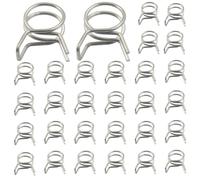 BokWin 30 Pack 9mm Inner Dia Double Wire Spring Hose Clamp, Adjustable Spring Clips, Stainless Steel for Hose, Fuel Line, Water Pipe, Air Pipe Applications, Silver Tone Secure Connections