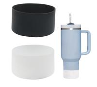 BokWin 3inch/75mm Protective Silica Gel Water Bottle Boot, Black and Clear Anti-Slip Bottom Cover