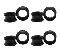 BokWin 4 Pairs Ultra Thin Silica Gel Gauges, Black Gauges Double Flared Flexible Ear Tunnels for Stretching, Soft Silica Gel Ear Plugs Unisex, 14 mm, Silicone, no gem type