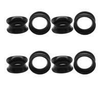 BokWin 4 Pairs Ultra Thin Silica Gel Gauges, Black Gauges Double Flared Flexible Ear Tunnels for Stretching, Soft Silica Gel Ear Plugs Unisex, 16 mm, Silicone, no gem type