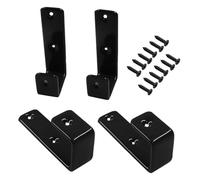 BokWin 4 Pcs Bunk Bed Ladder Brackets 25mm/1 Inch Metal PVC Coated Utility Hooks Bed Ladder Hooks Hardware with Screws for Library Loft Bed Stairs(Black)