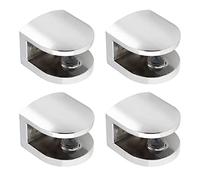 BokWin 4 Pcs Glass Shelf Support, Adjustable Frameless Rectangle Glass Shelf Bracket Holder Zinc Alloy Heavy Duty Clip Clamp for 8-10mm Thick，Polished Chrome
