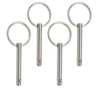 BokWin 4 Pcs Quick Release Pin 1/4" x 2" 316 Stainless Steel, Pull Ring Lock for Bimini Top Pins Marine Hardware, Silver Fitting for Boat Deck Hardware Hinge