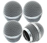 BokWin 4PCS Microphone Replacement Parts, Silver Microphone Head Replace Mic Grill Replacement Compatible Microphone Grille Ball Head With Inner Foam