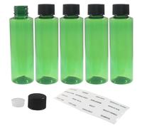 BokWin 5 Pack Green 3.4 oz Empty Plastic Travel Bottles for Toiletries, Refillable Squeeze Containers with Easy-to-Read Labels for Shampoo Conditioner Lotion, Travel Essentials for Carry-On Liquids