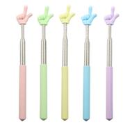 BokWin 5-Pack Retractable Teacher Pointer Sticks, Student Finger Pointing Sticks for Classroom Reading & Presentations, Extendable Hand Pointer in 5 Macaron Colors (Blue, Green, Purple, Yellow, Pink)