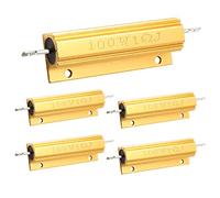 BokWin 5 Pcs 100W 1Ohm 5% Wirewound Resistor, Aluminum, Rectangular, for Ring Doorbell, Car Light, Audio, Elevator