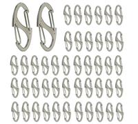 BokWin 50 Pack Small Carabiner Clips 1.6 Inch Double Sided Spring Gate Snap Hooks - Metal Key Clips for Keychain Accessories, Outdoor Camping, Fishing, Hiking in Silver
