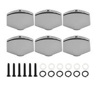 BokWin 6-Pack Metal Big Square Shape Guitar Tuning Pegs Machine Head Replacement Buttons Knob Handle Tip for Folk, Electric Guitar(Silver)