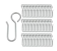 BokWin 60 Pack S-Shaped Curtain Track Hooks Galvanized Steel Ceiling Drape Track Hardware for Window Shower Door Curtains in Silver