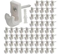 BokWin 60 Pack White Plastic Down Wall Clip Closet Shelves Clips Wire Shelf Brackets Loop Clips for Wire Shelving with Included Screws and Expansion Tubes for Secure Installation and Organization