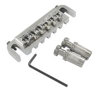 BokWin Adjustable Wraparound Bridge Tailpiece Intonatable Combo Bridge for Electric Guitar, Chrome Plated, 1 Pack Guitar Replacement Part with Enhanced Tuning Stability (Silver)