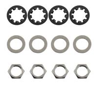 BokWin Set of 4 Silver Guitar Nuts, Washers and Lock Washers for 1/4 2-Conductor Guitar/Bass Output Jack Replacement Parts