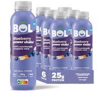 BOL Blueberry Power Shake - Ready-to-Drink Nutritionally Complete Meal (300kcal) - 25g High Protein Shake - Low Sugar, Plant-based, High Fibre (9g) - Low Calorie Meal Replacement (410ml x 6 Bottles)
