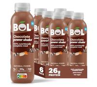 BOL Chocolate Power Shake - Ready-to-drink Nutritionally Complete Meal (302kcal) | 26g High Protein Shake Bottle | Low Sugar, Plant-based, Low Calorie Meal Replacement Shakes (410ml x 6 bottles)