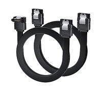 BolAAzuL 2-Pack SATA Cable III Straight & Right Angle | 18 Inch, 7 Pin, 6Gbps, Black, w/ Locking Latch, for SATA Hard Drive, HDD, SSD, CD Driver, CD Writer