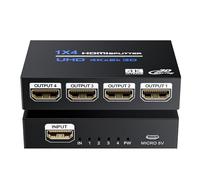 BolAAzuL 4K 1x4 HDMI Splitter 1 in 4 Out w/Power, Mirror Only