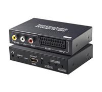BolAAzuL AV SCART to HDMI Converter 1080P w/Power & Remote | 2-in-1, Composite CVBS & SCART(RGB) Input to HDMI Output Adapter, PAL/NTSC, for Retro Gaming Console DVD Player TV Monitor