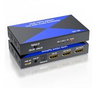 BolAAzuL HDMI Audio Embedder w/ 1 HDMI Input to 2 Outputs HDCP 2.2 | 1X2 HDMI 2.0 Splitter 4K + Digital Analog (Optical/3.5mm) Audio Inserter, Mirror Only, for PS4/5, Blu-ray Player, HDTV, PC