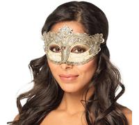 Boland 00254 Venice Baroque Eye Mask Silver with Borders and Gemstones Costume Carnival Theme Party